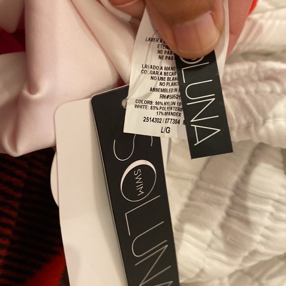 Soluna swim L large reversible bikini bottoms white pink orange NWT making wave - Picture 5 of 5